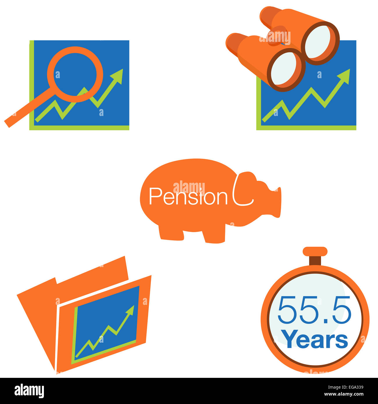 Una immagine di stock di icone di investimento. Foto Stock