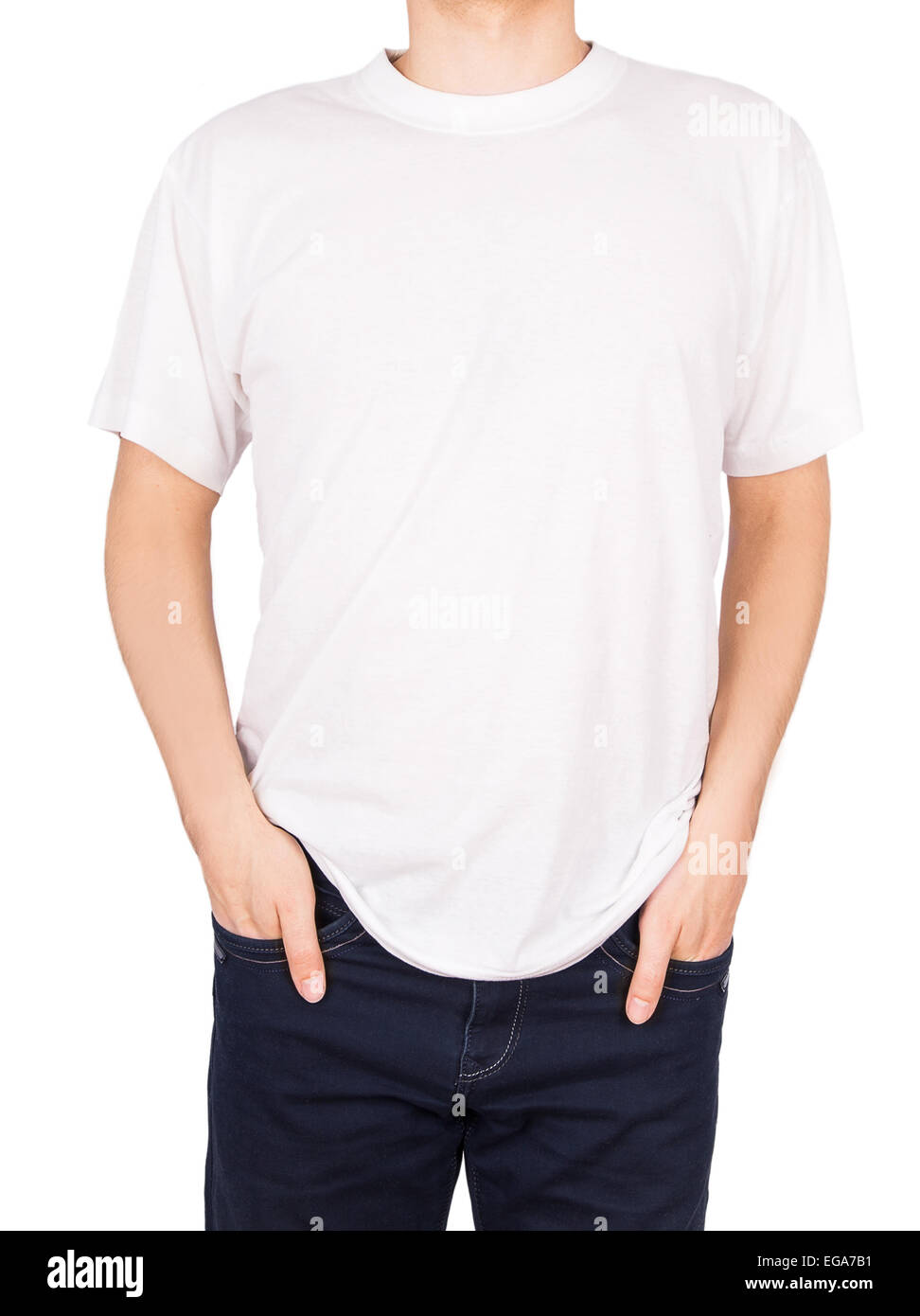 Uomo T-shirt isolati su sfondo bianco Foto Stock