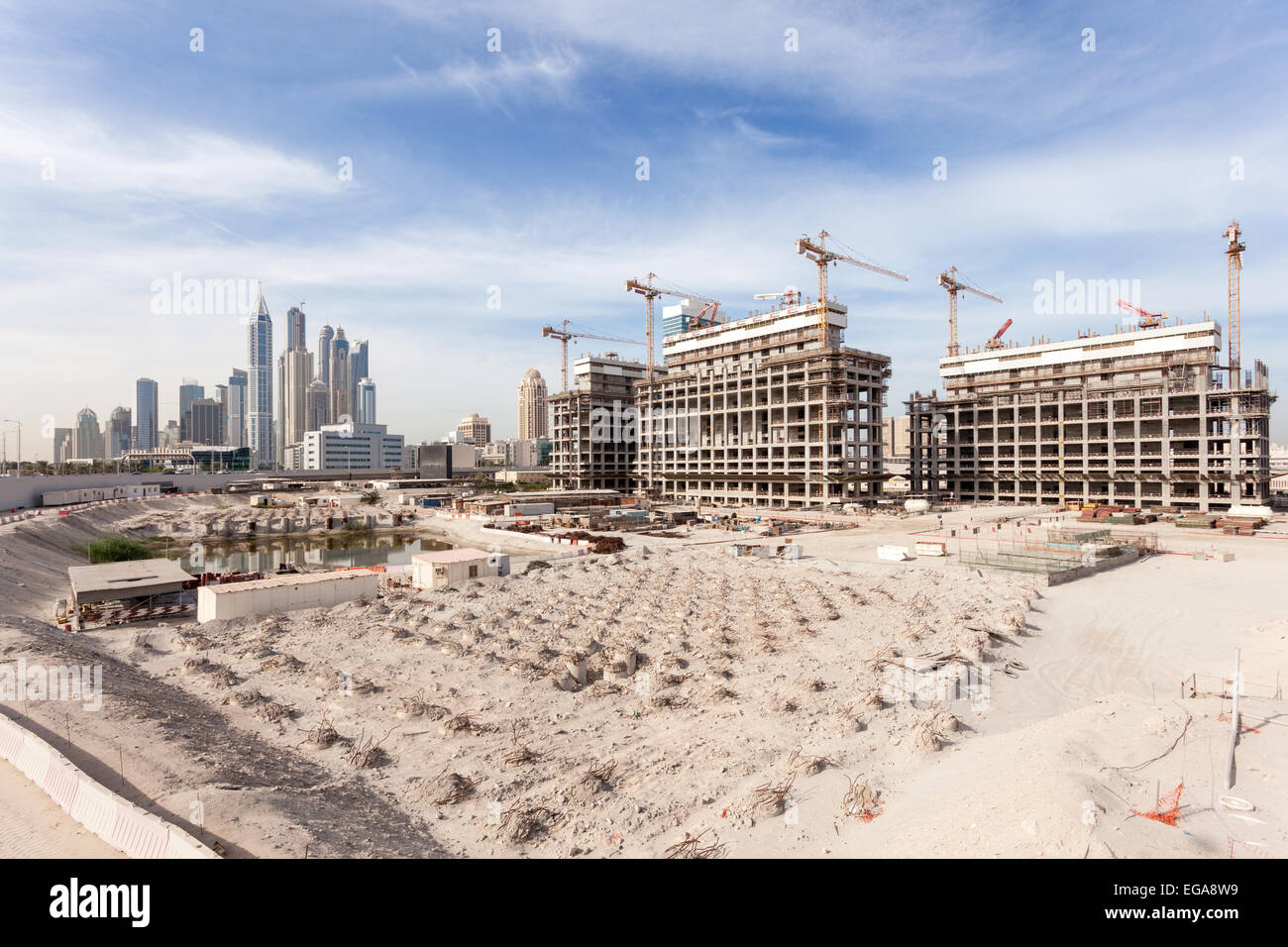Sito in costruzione nella città di Dubai, Emirati Arabi Uniti Foto Stock