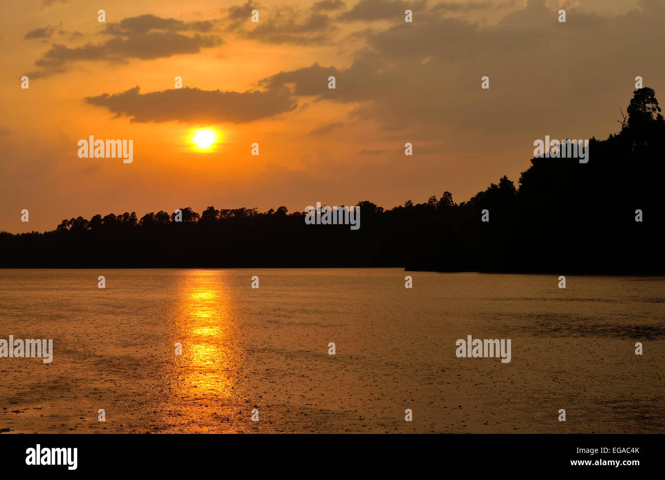 Serbatoio Siczki al tramonto, Regione Mazovia, Polonia Foto Stock