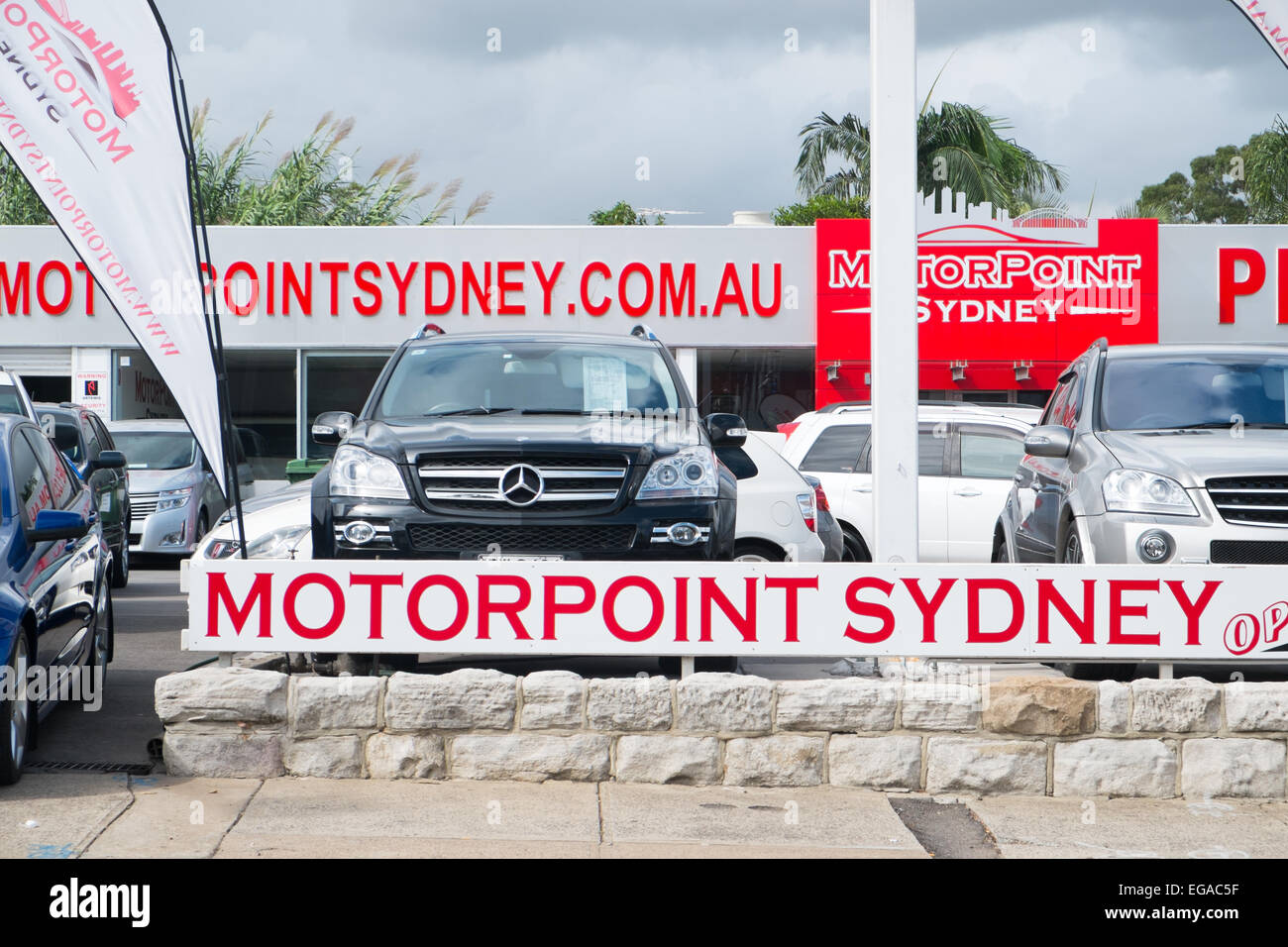 Motorpoint sydney una concessionaria di auto usate situata su Parraatta Road nella parte occidentale di sydney, australia Foto Stock