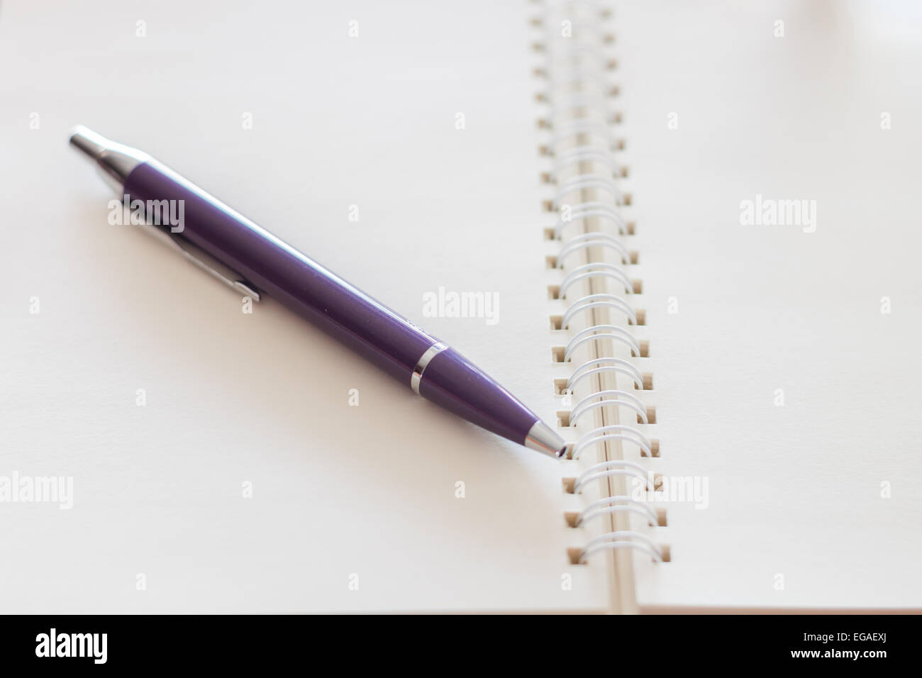 Penna e vuoto per notebook a spirale, stock photo Foto Stock