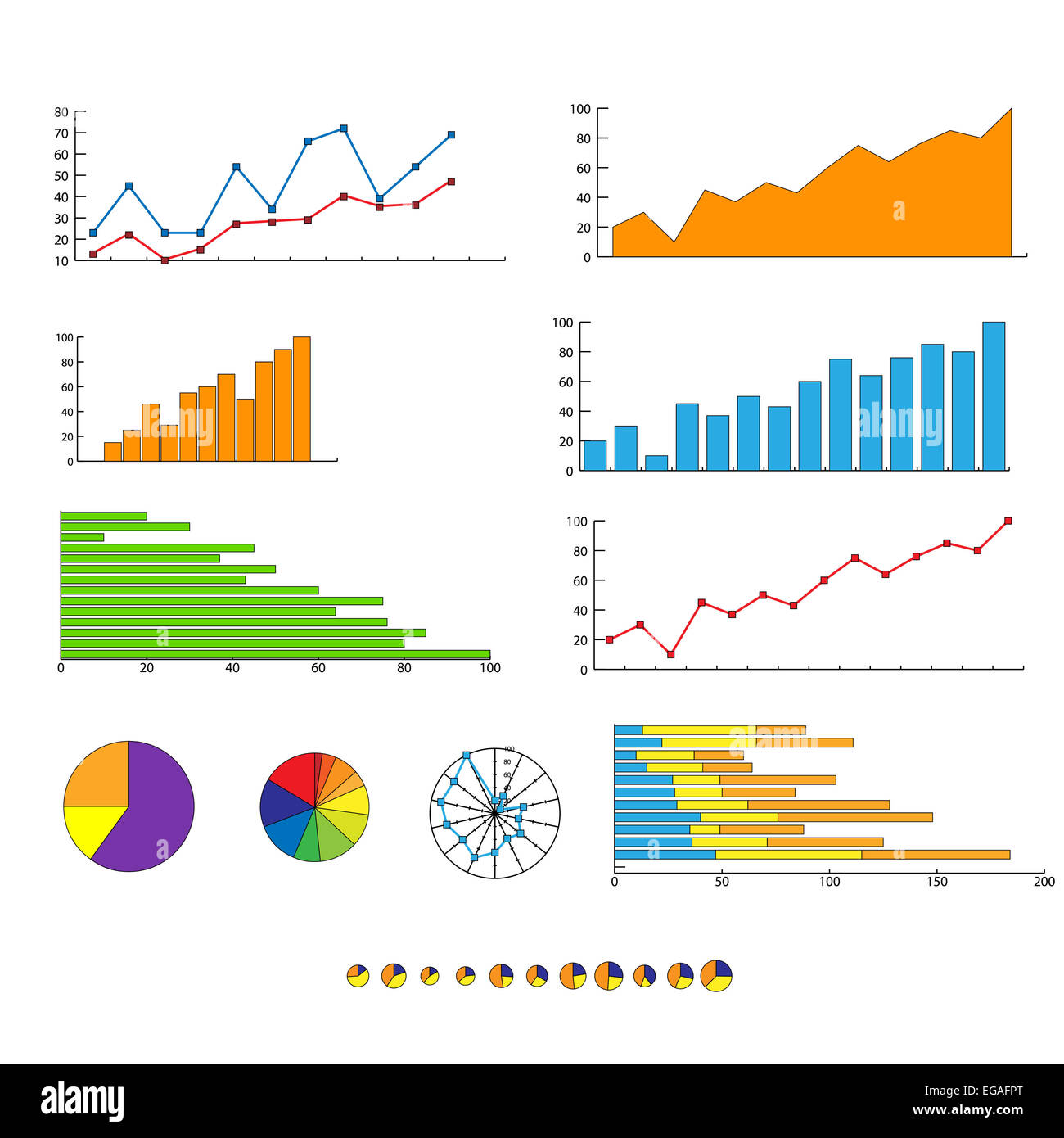 Finanza grafico di diagramma di grafica vettoriale set Foto Stock