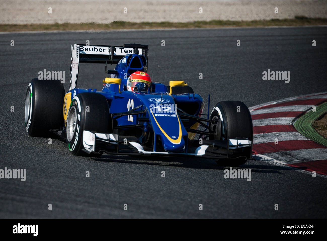 Barcellona, Spagna. Il 19 febbraio, 2015. FELIPE NASR (BRA) aziona una Sauber durante il giorno 01 di Formula Uno test pre-stagione sul Circuito de Catalunya di Barcellona Foto Stock