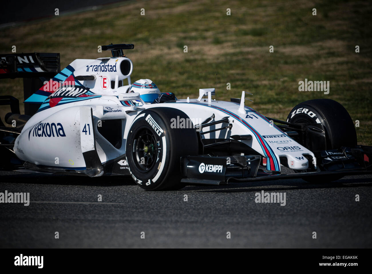 Barcellona, Spagna. Il 19 febbraio, 2015. SUSIE WOLFF (GBR) aziona una Williams durante il giorno 01 di Formula Uno test pre-stagione sul Circuito de Catalunya di Barcellona Foto Stock