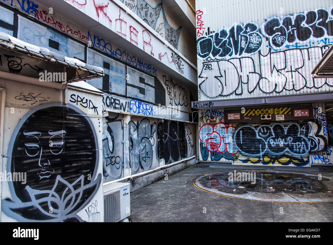 Graffiti arte,street scene,Shibuya, Tokyo, Giappone Foto Stock