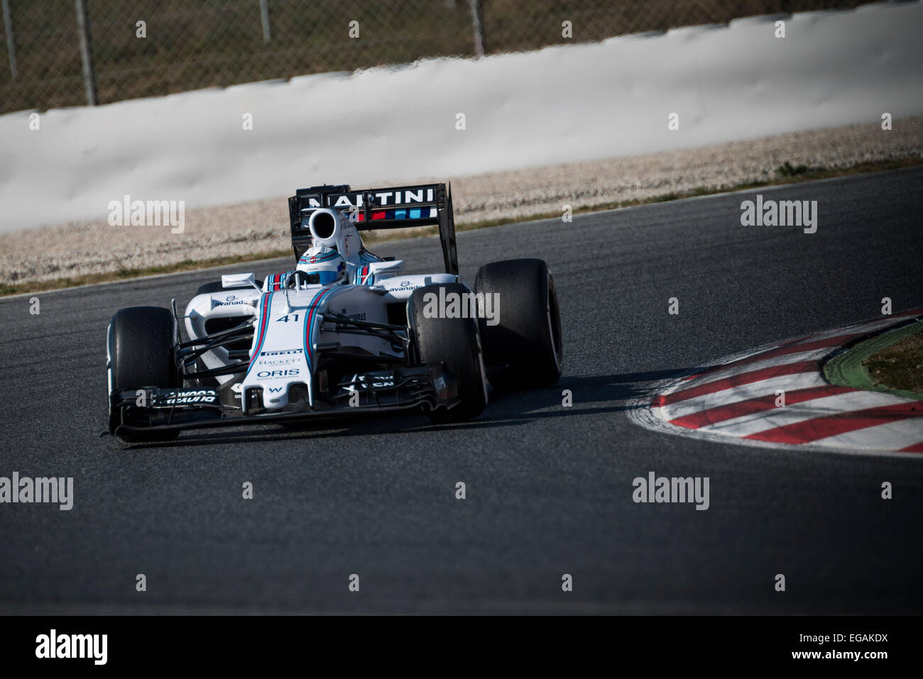 Barcellona, Spagna. Il 19 febbraio, 2015. SUSIE WOLFF (GBR) aziona una Williams durante il giorno 01 di Formula Uno test pre-stagione sul Circuito de Catalunya di Barcellona Foto Stock