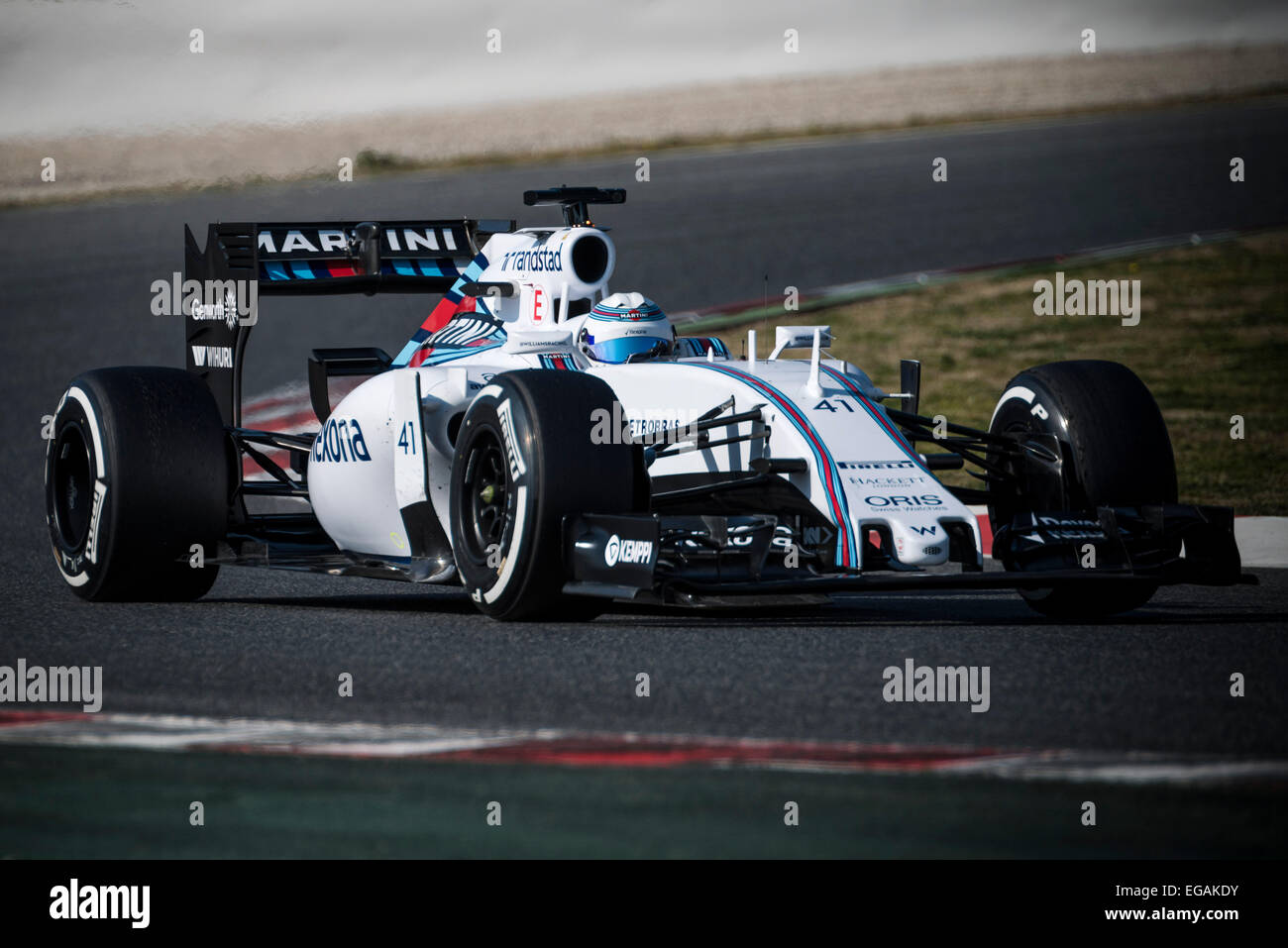 Barcellona, Spagna. Il 19 febbraio, 2015. SUSIE WOLFF (GBR) aziona una Williams durante il giorno 01 di Formula Uno test pre-stagione sul Circuito de Catalunya di Barcellona Foto Stock