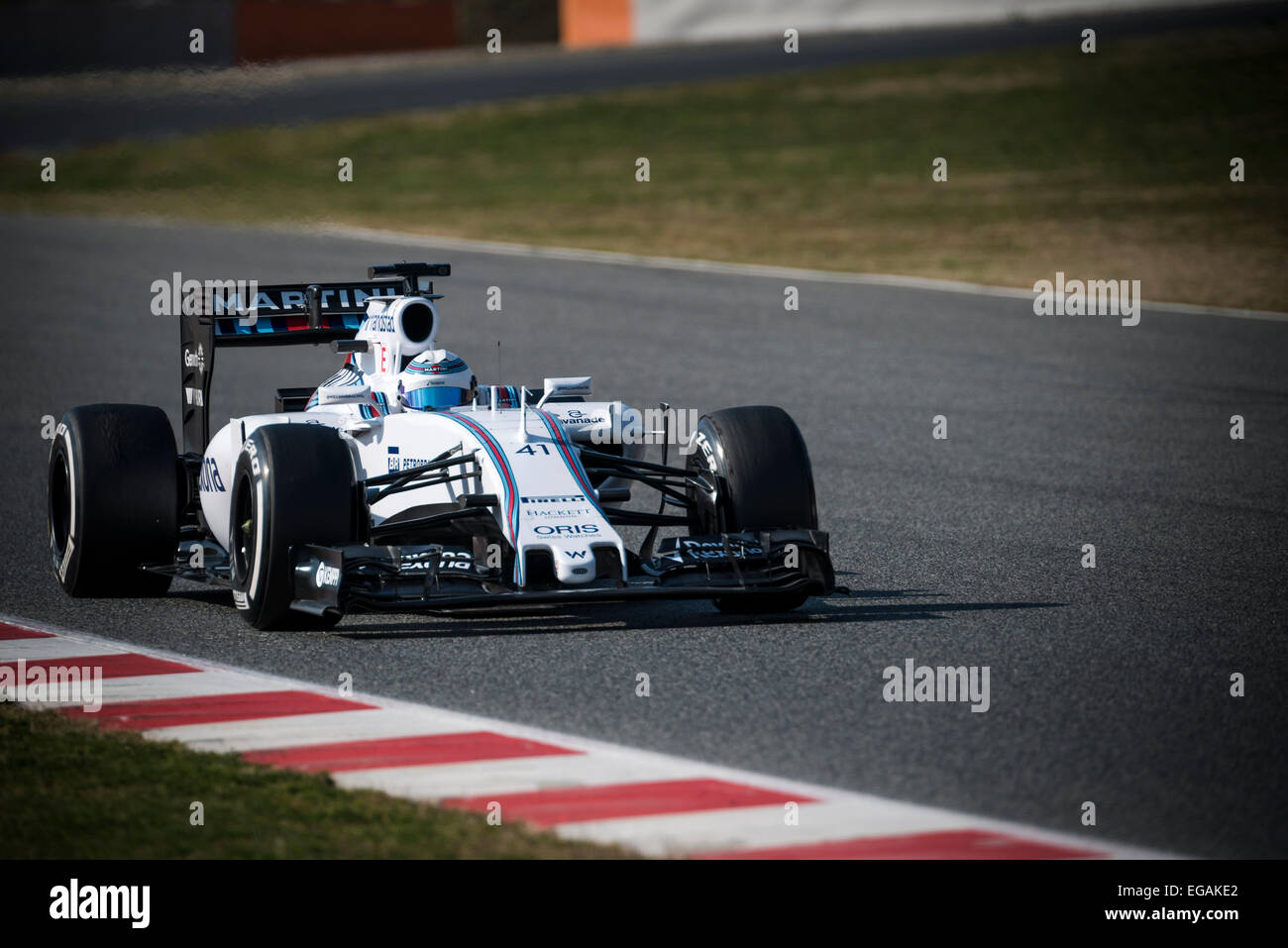 Barcellona, Spagna. Il 19 febbraio, 2015. SUSIE WOLFF (GBR) aziona una Williams durante il giorno 01 di Formula Uno test pre-stagione sul Circuito de Catalunya di Barcellona Foto Stock