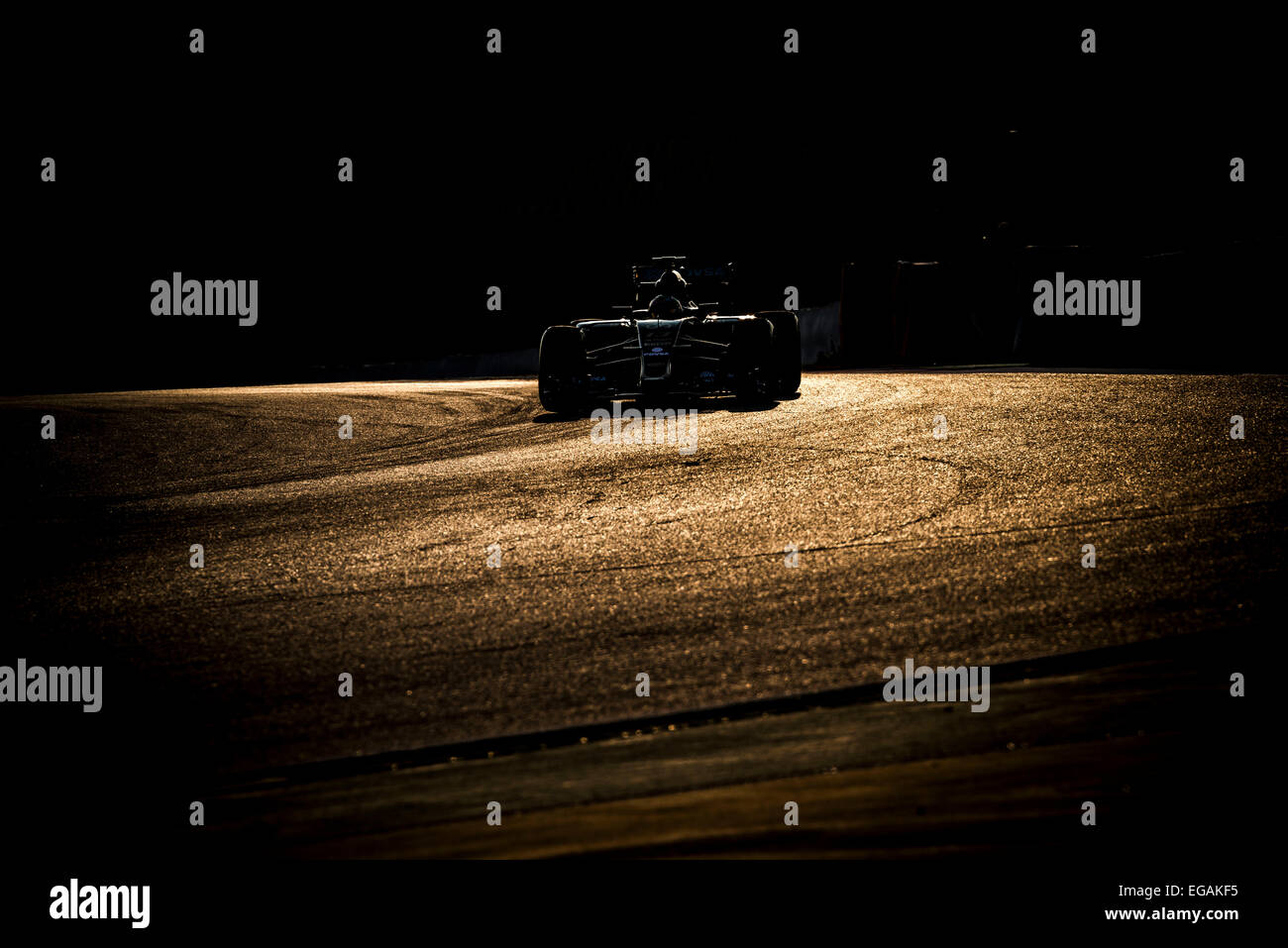 Barcellona, Spagna. Il 19 febbraio, 2015. PASTOR MALDONADO (VEN) aziona una Lotus durante il giorno 01 di Formula Uno test pre-stagione sul Circuito de Catalunya di Barcellona Foto Stock