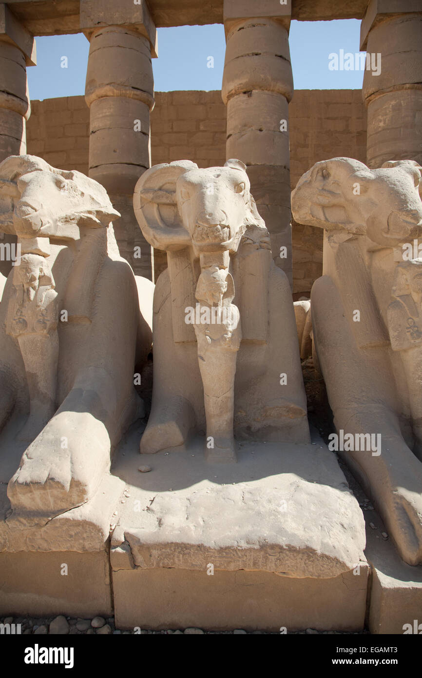 Il Viale dei Rams al Tempio di Karnak Luxor Egitto. Foto Stock