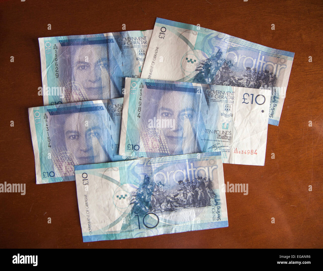 Dieci Pound note, Gibilterra Gibilterra britannico, Territorio britannico in Europa meridionale Foto Stock