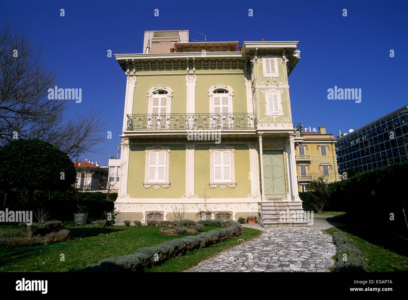 Italia, le Marche, Pesaro, Villino Ruggeri, tipico edificio in stile Liberty (l'Art Nouveau italiano) Foto Stock