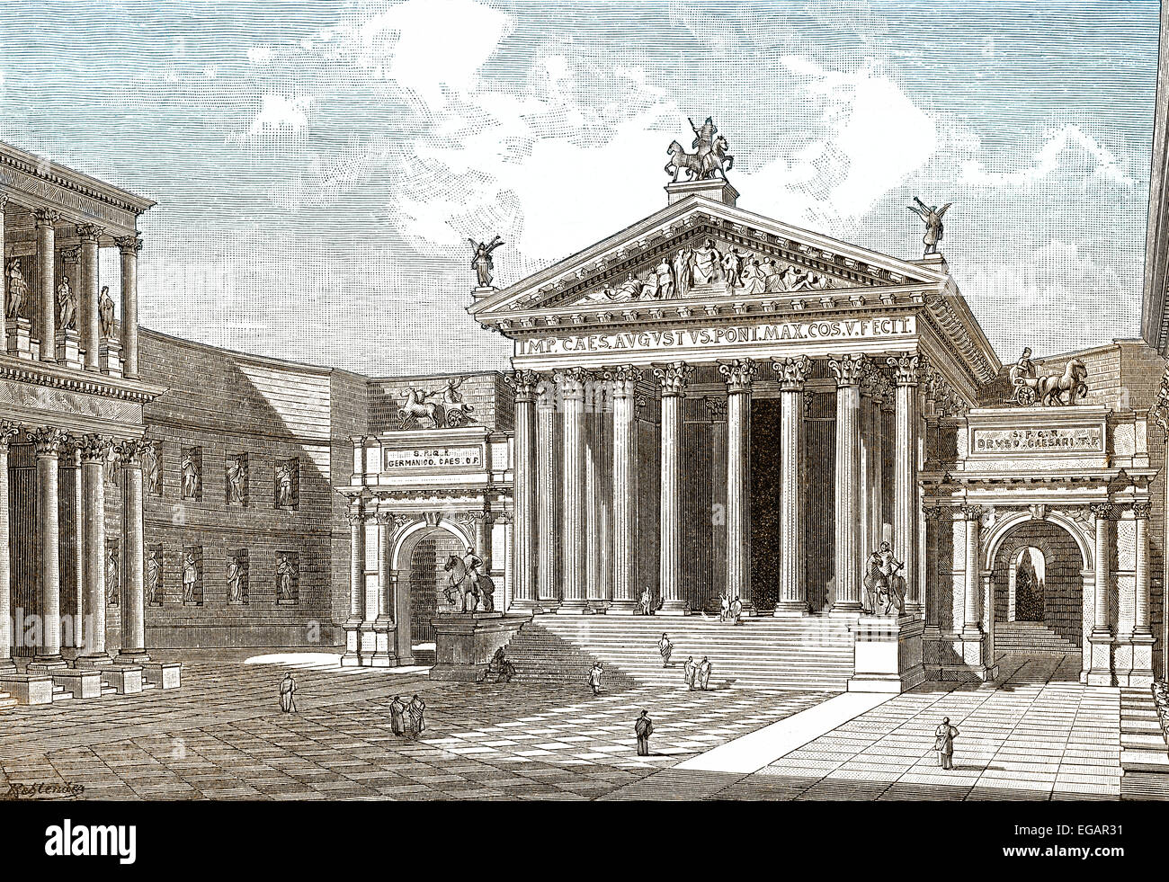 La Ricostruzione Il Foro Di Augusto Nella Roma Antica Foto Stock Alamy