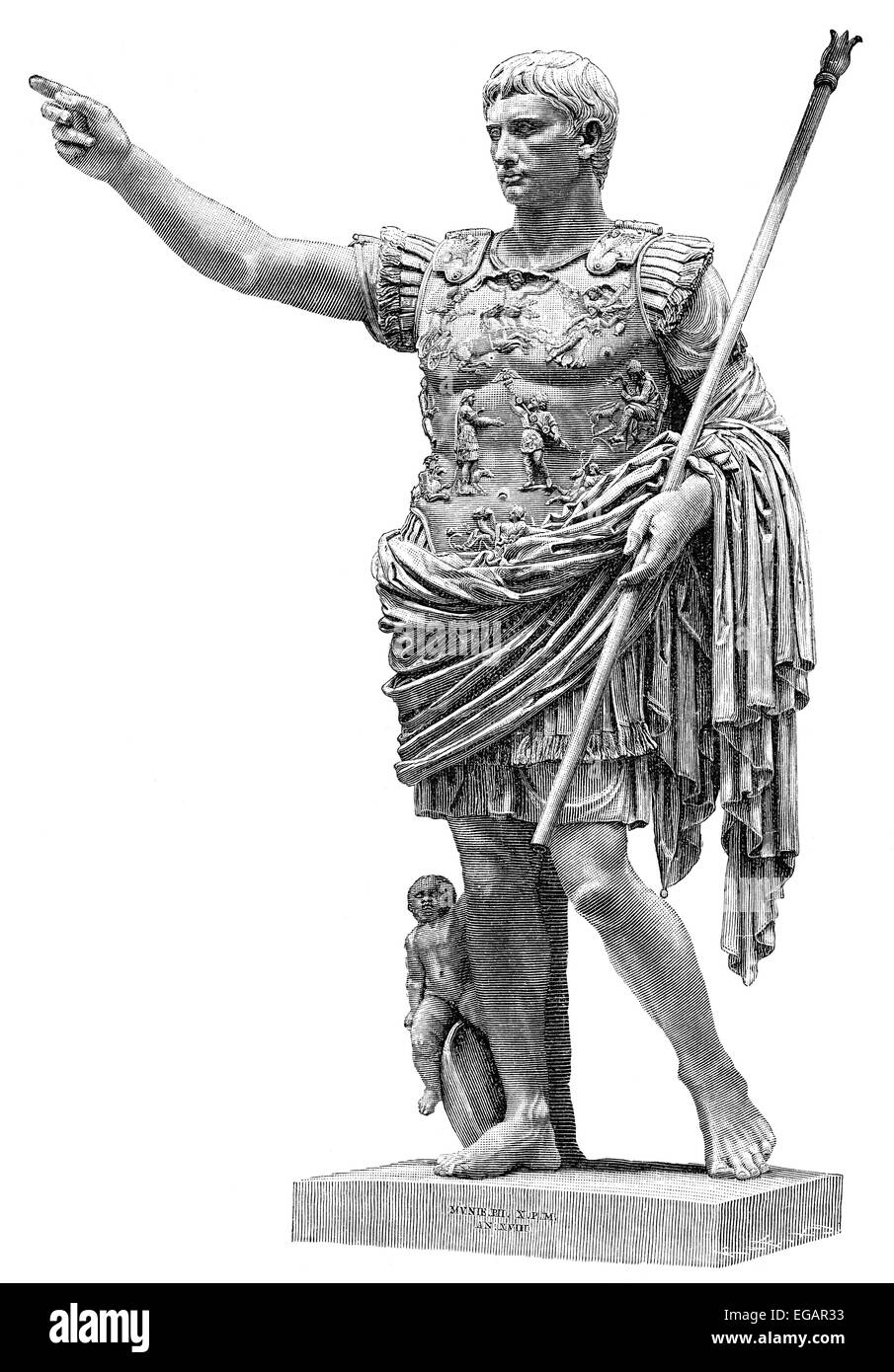 Augusto o Imperator Caesar Divi Filius Augustus; Gaio Ottavio, 63 BC - 14 AD, fondatore dell'Impero Romano Foto Stock