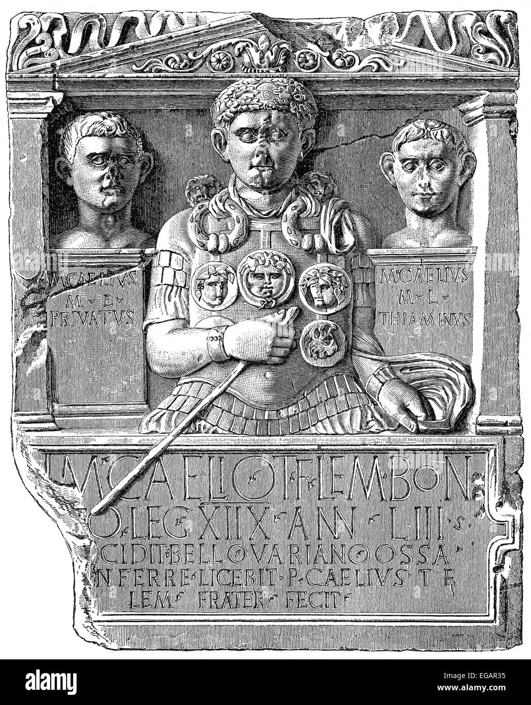 La pietra Caelius, lapide del centurione Marcus Caelius, solo la prova della battaglia della foresta di Teutoburgo, Foto Stock