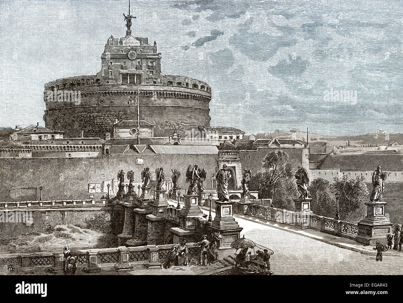 Mausoleo di Adriano, noto come Castel Sant'Angelo o il castello di Santo Angelo, Roma antica Foto Stock