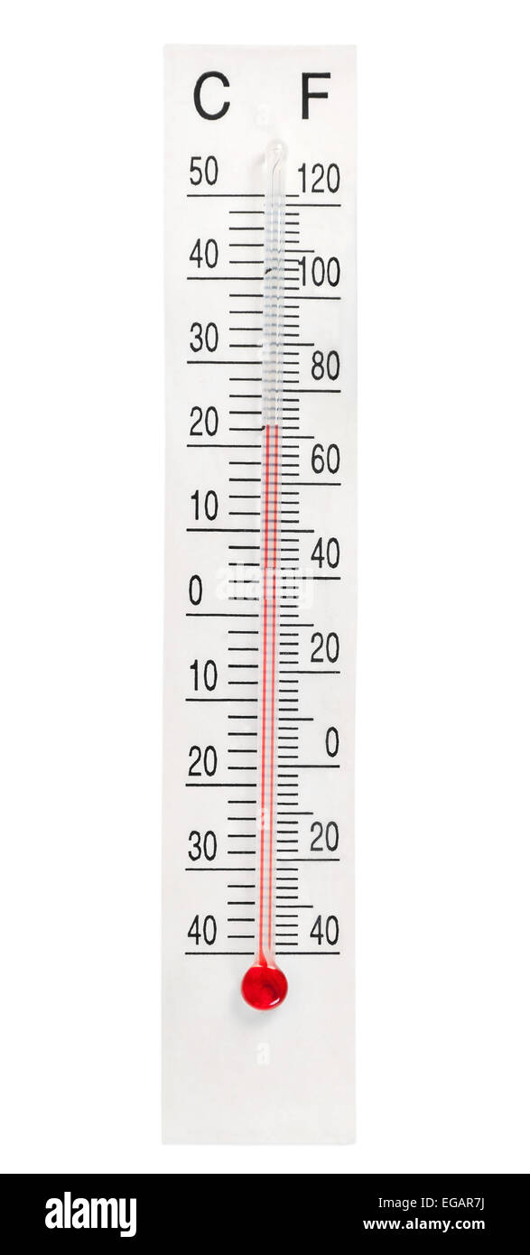 Home termometro a mercurio isolato su sfondo bianco con tracciato di ritaglio Foto Stock