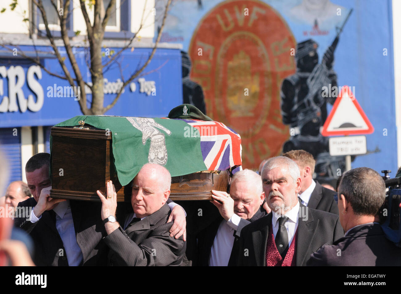 Funerali di Agustus Andrew 'Gusty' Spence, UVF fondatore e leader. BELFAST 28/09/2011 Foto Stock