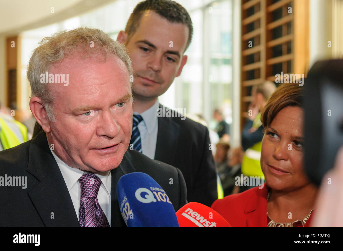 Martin McGuinness viene intervistato in anticipo del Sinn Fein Ard Fheis Foto Stock