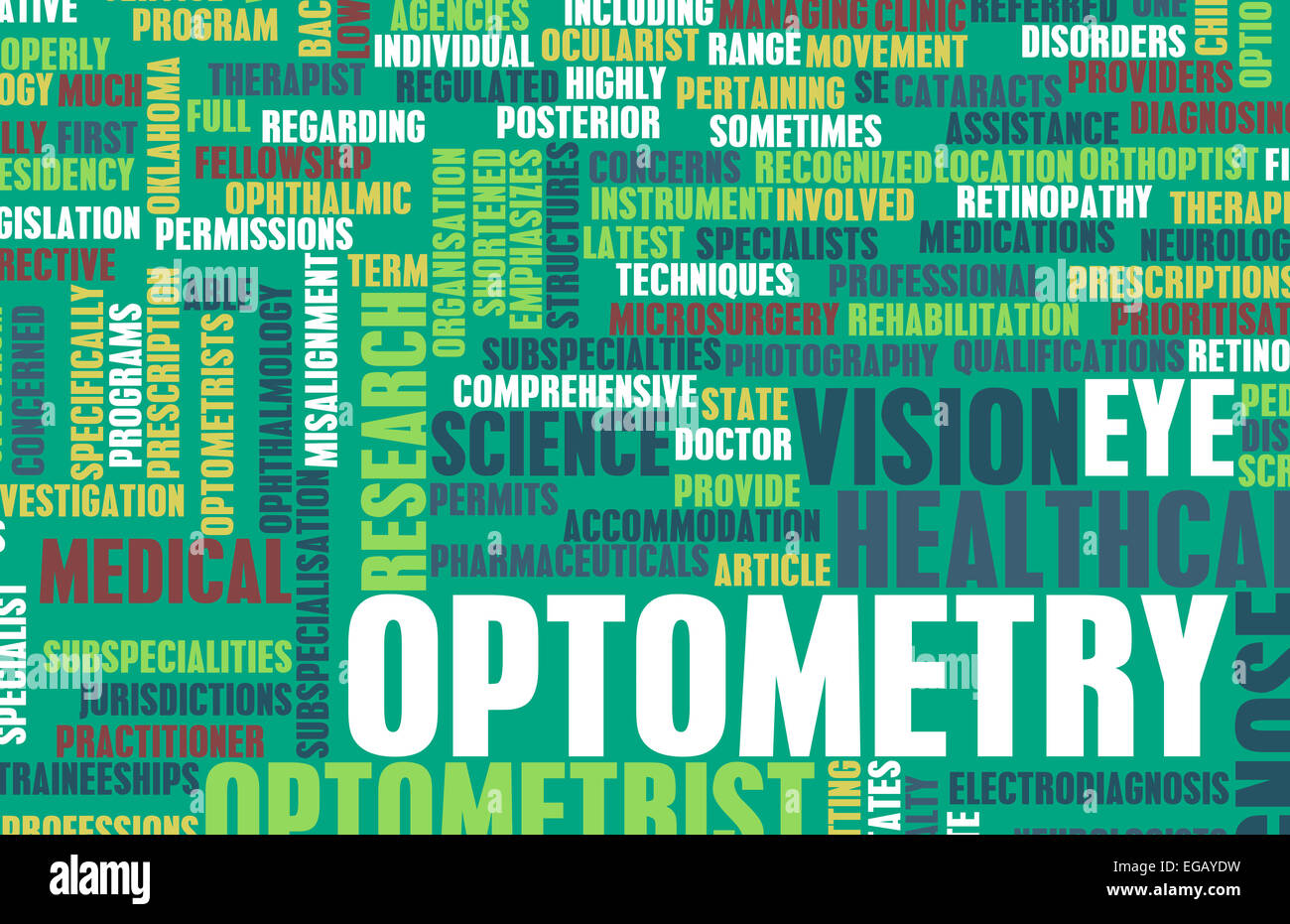 Optometria o all'ottico optometrista campo medico specialità come arte Foto Stock