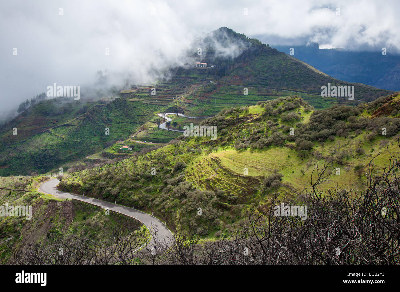 Centrale di Gran Canaria, Morro de Armonia, strade di montagna Foto Stock
