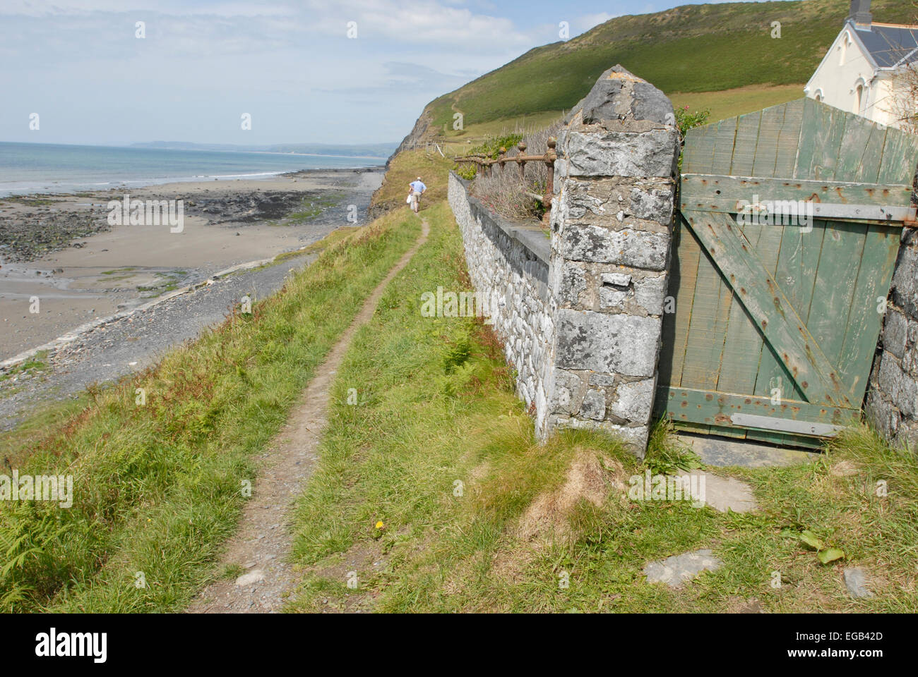 Il Ceredigion sentiero costiero a Wollog tra Clarach e Borth su Cardigan Bay Galles Foto Stock