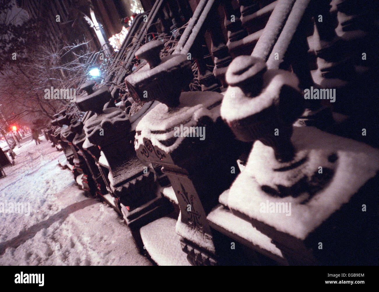 Una nevicata a Park Slope, Brooklyn sul dicembre 25, 2002. (© Richard B. Levine) Foto Stock