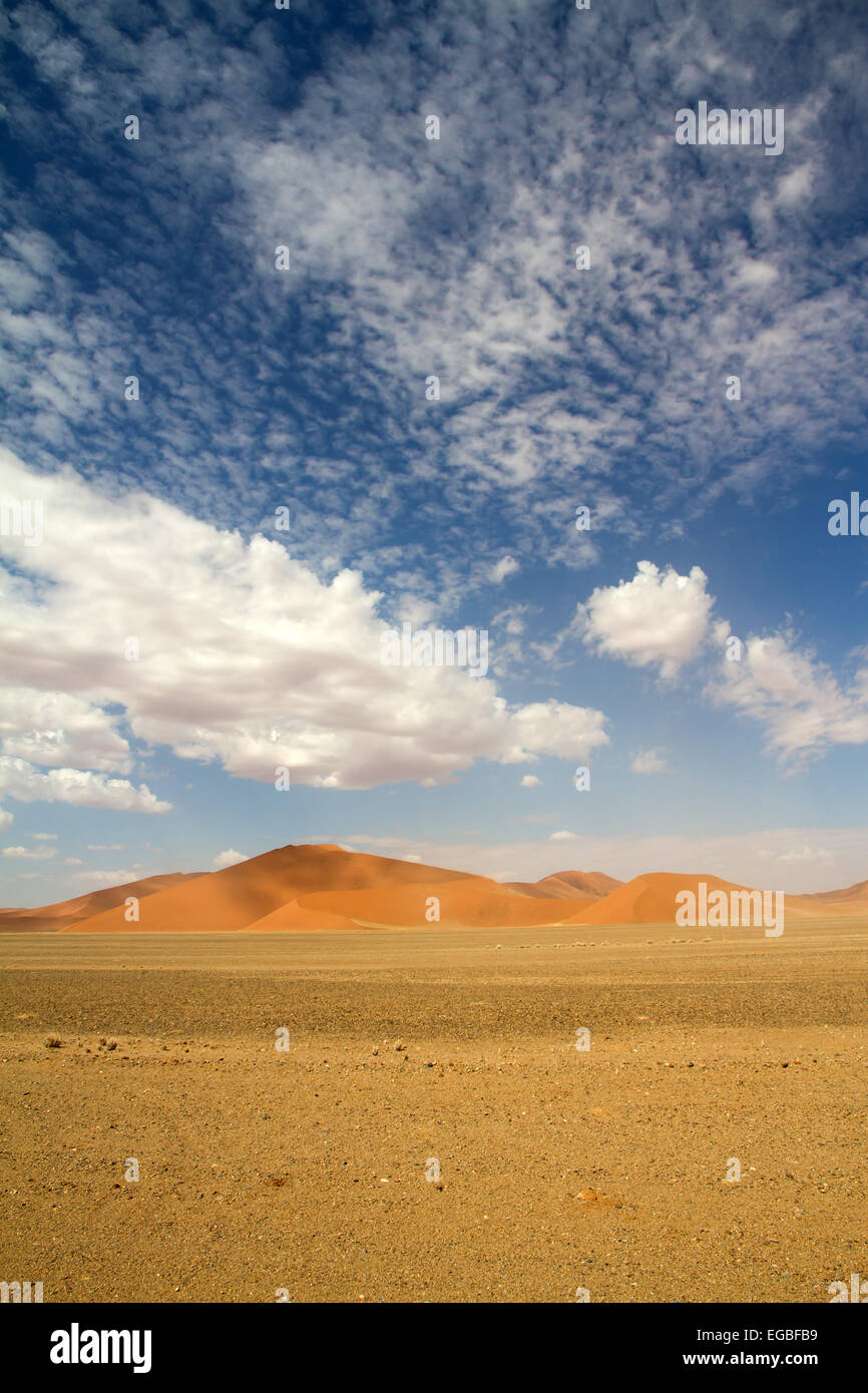 Le dune di sabbia rossa 45 del Sossusvlei desert, Namibia Foto Stock
