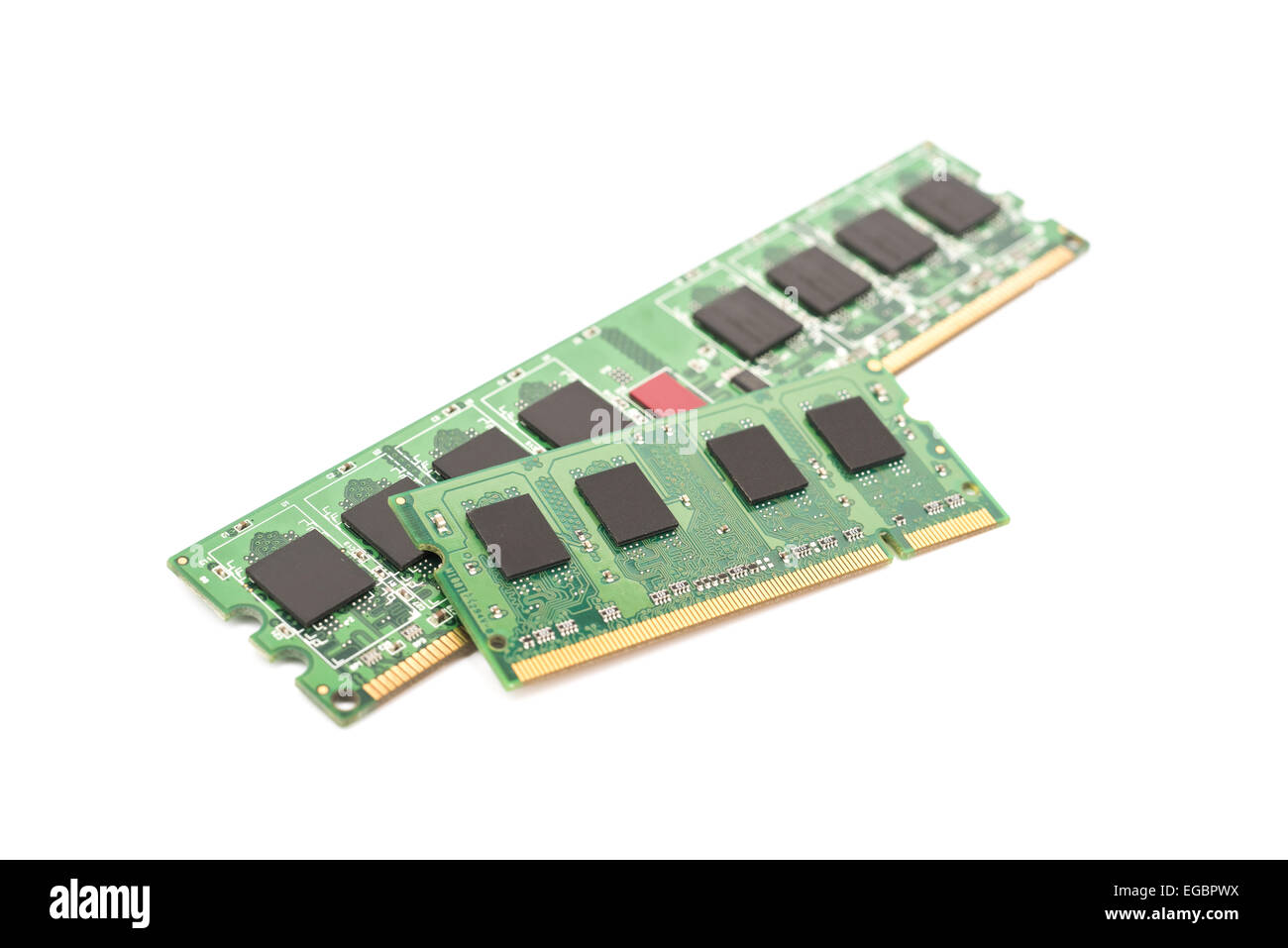 RAM memoria per computer Chip Modules isolato su bianco Foto Stock