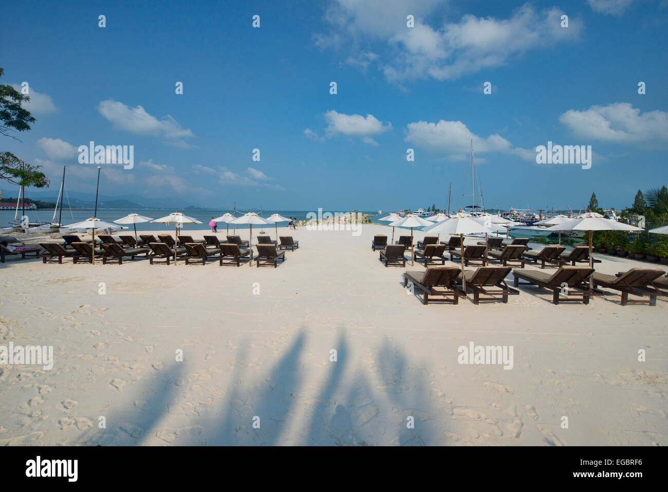 Una bellissima spiaggia di sabbia bianca, Koh Samui, Thailandia Foto Stock