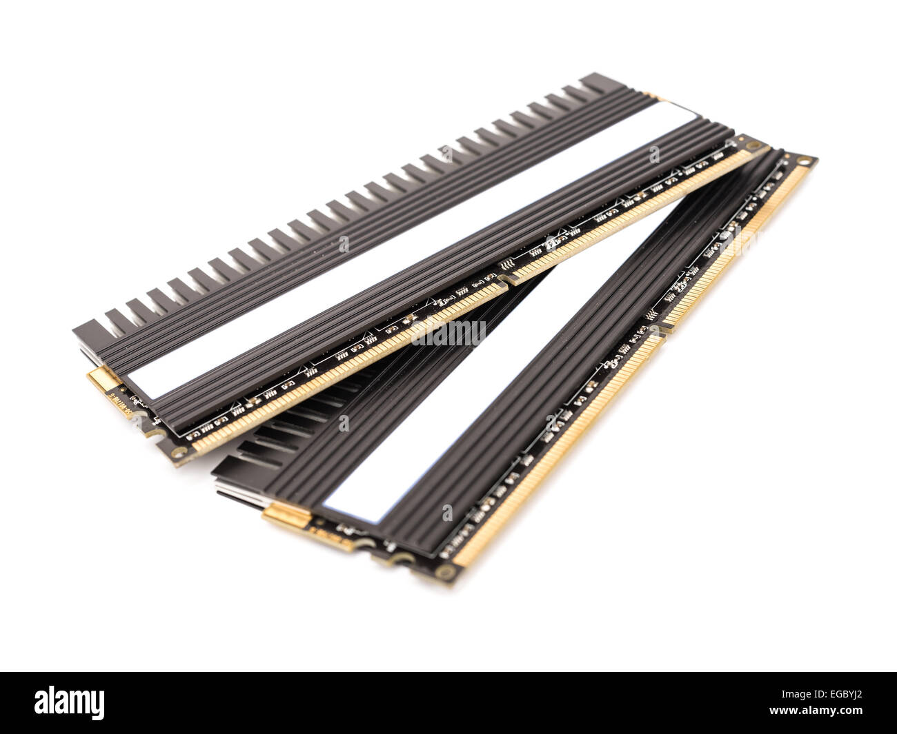 RAM memoria per computer Chip Modules isolato su bianco Foto Stock