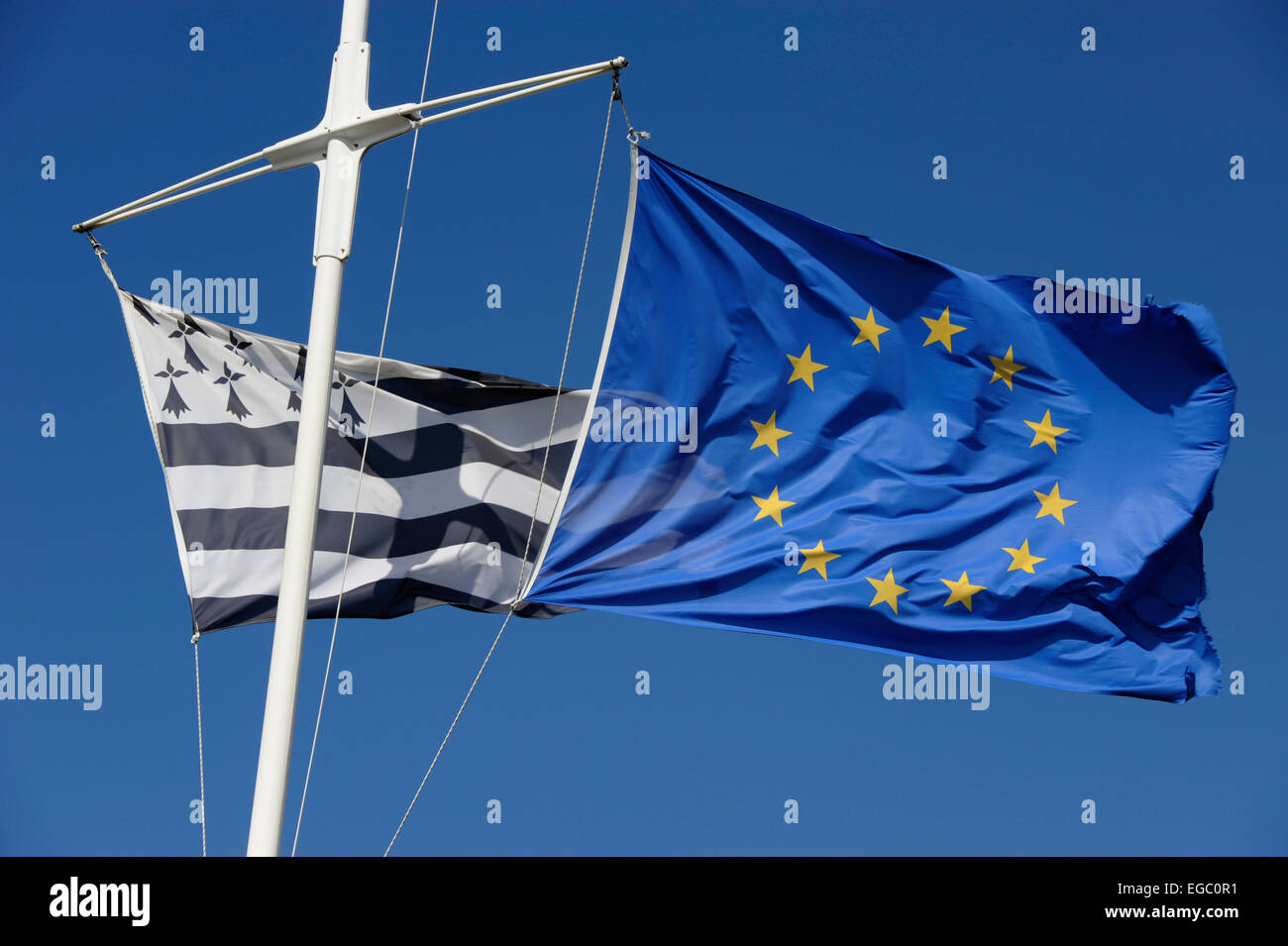 Unione e Brittany bandiera,Bretagne,Francia Foto Stock