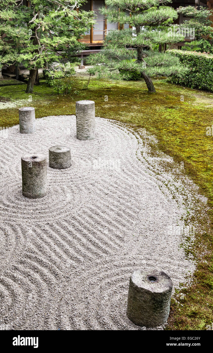 Il giardino orientale di Tofuku-ji Hōjō di Shigemori Mirei (1939), rappresenta la costellazione del grande Dipper (l'aratro o grande Orso) (Kyoto, Giappone) Foto Stock