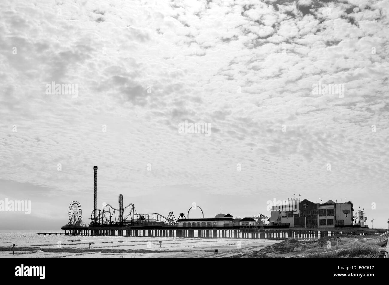 Galveston Island historic piacere Pier, Galveston, Gulf Coast, Texas, Stati Uniti d'America Foto Stock