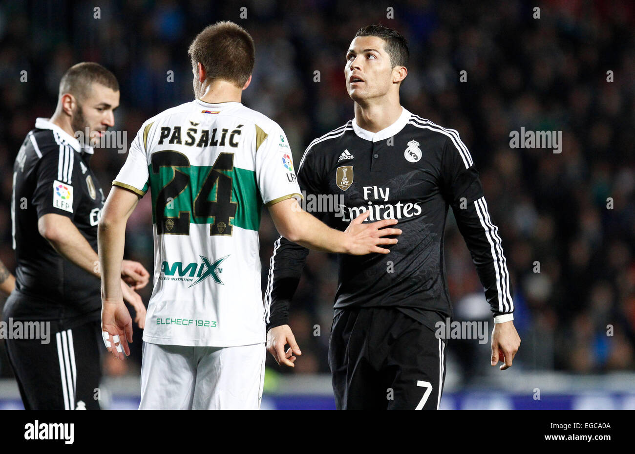 Elche, Spagna. Il 22 febbraio, 2015. La Liga partita di calcio tra Elche CF vs Real Madrid. Cristiano Ronaldo Credito: ABEL F. ROS/Alamy Live News Foto Stock