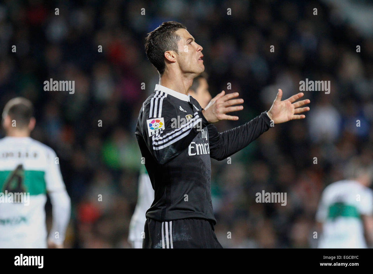 Elche, Spagna. Il 22 febbraio, 2015. La Liga partita di calcio tra Elche CF vs Real Madrid. Cristiano Ronaldo Credito: ABEL F. ROS/Alamy Live News Foto Stock