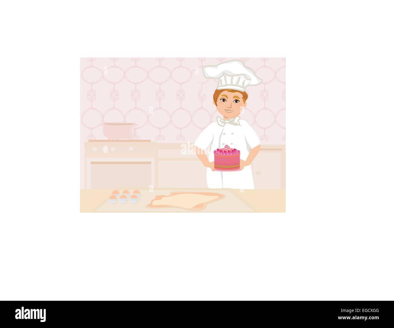 Lo chef serve torta Illustrazione Vettoriale