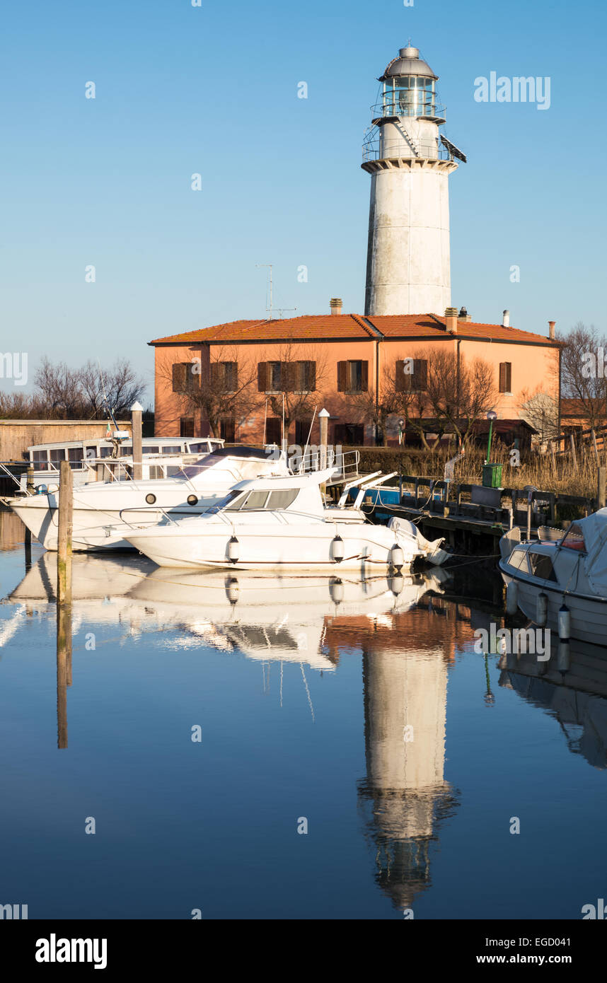 L'Italia, il parco del delta del Po, il Faro di Goro lagoon Foto Stock