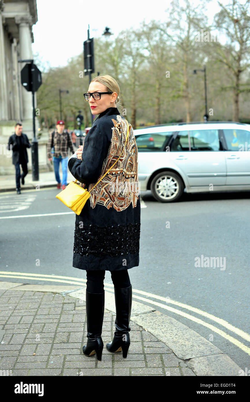 Londra, Regno Unito. Il 22 febbraio, 2015. Rhean Grumstead, acquirente, frequentando la London Fashion Week - Feb 22, 2015 - Foto: Pista Manhattan/Celine Gaille/Alamy Live News Foto Stock