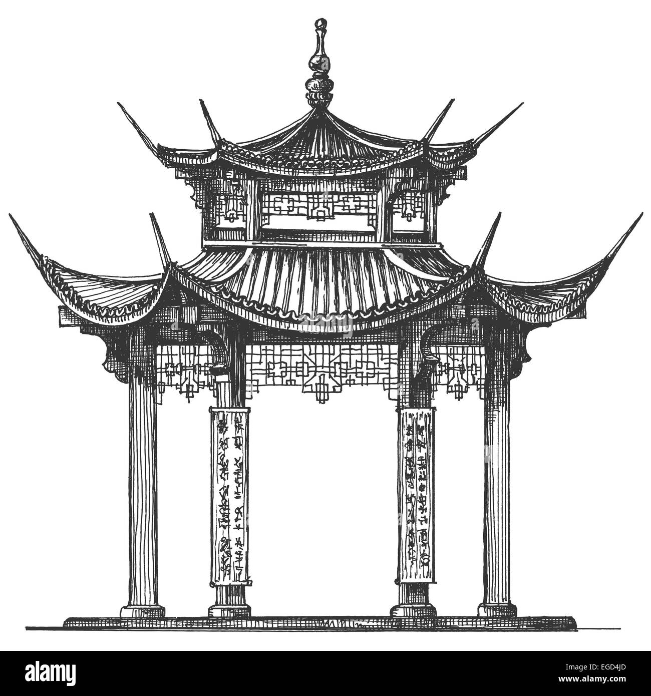 Asia logo design modello. Tempio o la religione e la relativa icona. Foto Stock