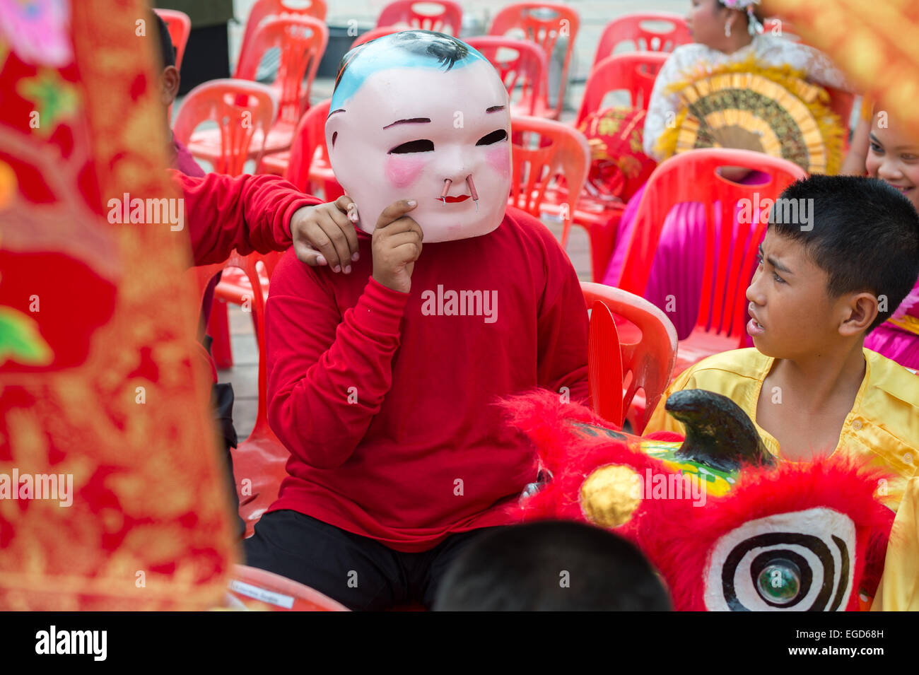 Popolo tailandese per celebrare il capodanno cinese in Hua Hin. Foto Stock