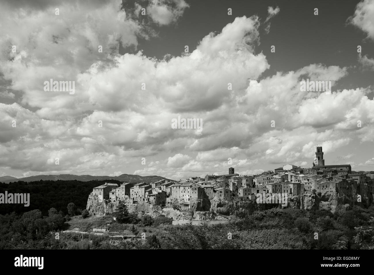 Tableau Photo Noir Et Blanc De Toscane - Pitigliano, Avec Cadre, Format 51x36 Cm, Photo D'auteur Italienne, Neuf