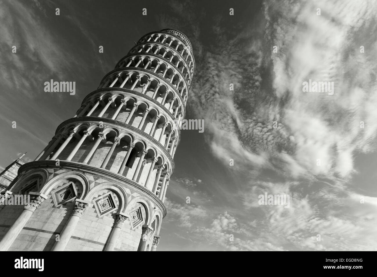 Torre pendente, Torre Pendente e Piazza dei Miracoli, la piazza dei Miracoli, Piazza del Duomo, Piazza del Duomo, Sito Patrimonio Mondiale dell'UNESCO, Pisa, Toscana, Italia, Europa Foto Stock