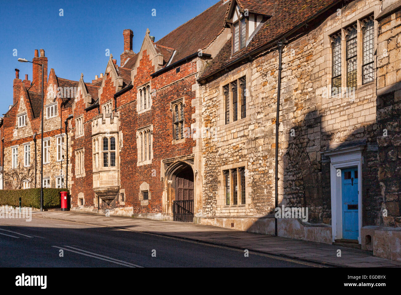 Vecchie case attraenti in Pottergate, Lincoln, Lincolnshire, Inghilterra, Regno Unito. Foto Stock