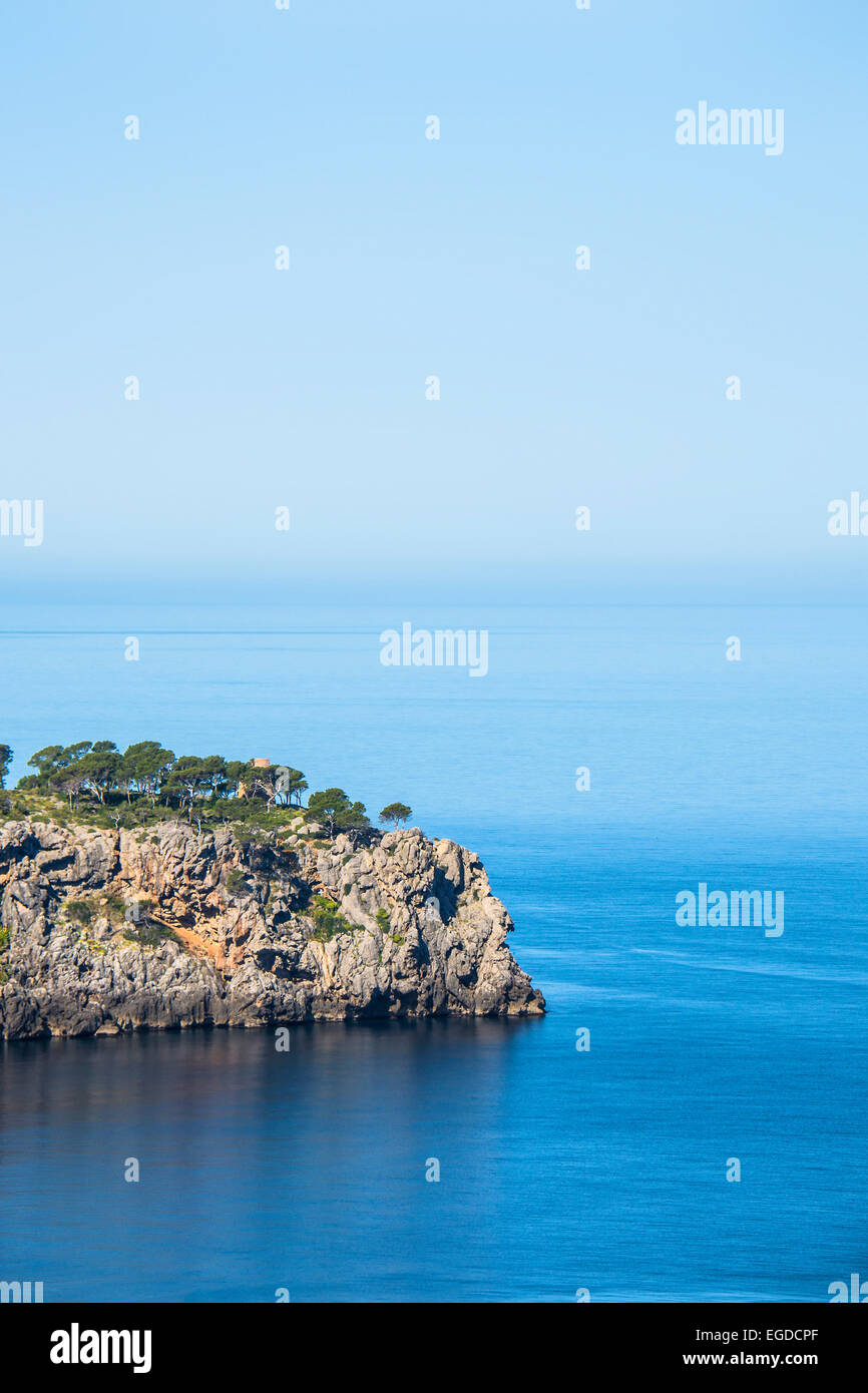 Il paesaggio costiero a Lluc Alcari, vicino a Deià, Maiorca, SPAGNA Foto Stock