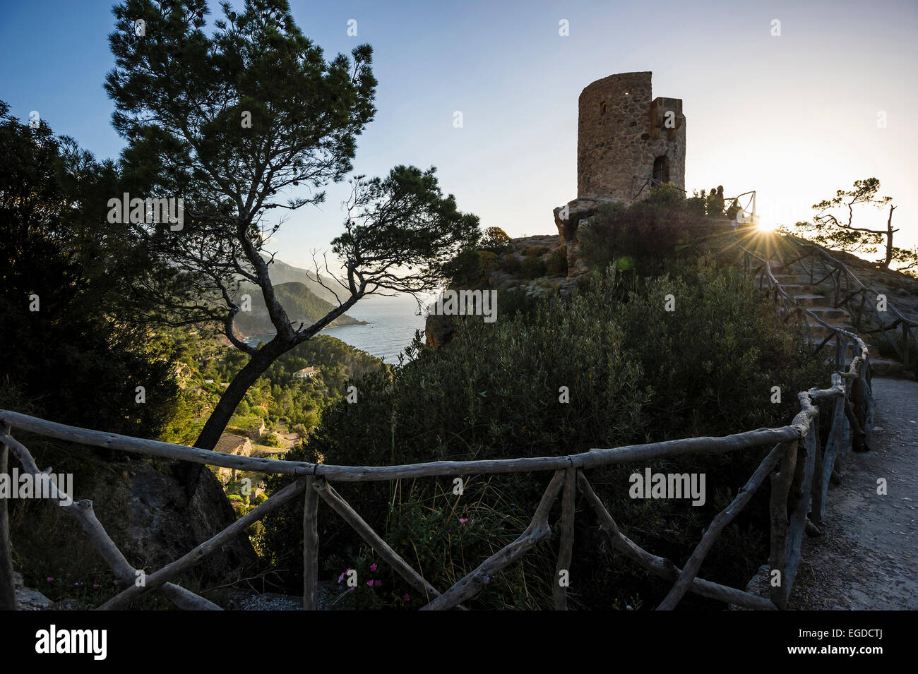 Torre di avvistamento medievale, Torre Talaia de Ses anime, Banyalbufar, Maiorca, SPAGNA Foto Stock