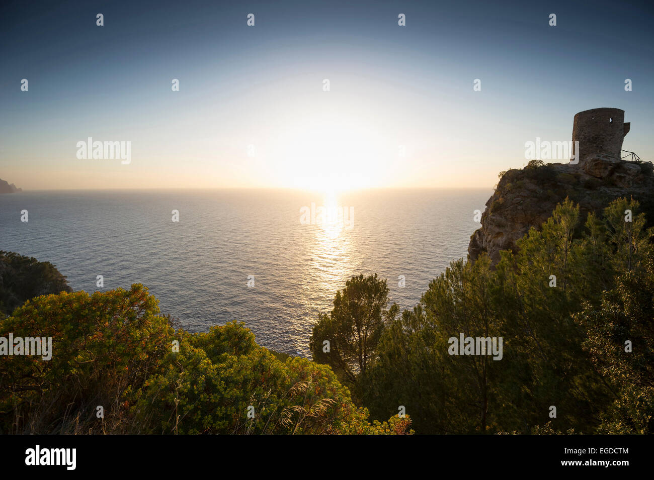 Torre di avvistamento medievale, Torre Talaia de Ses anime, Banyalbufar, Maiorca, SPAGNA Foto Stock