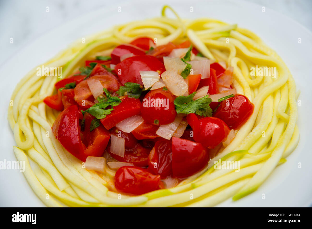 Una versione sana di spaghetti alla bolognese utilizzato a Slimmeria possedute da Galia Granger. Foto Stock