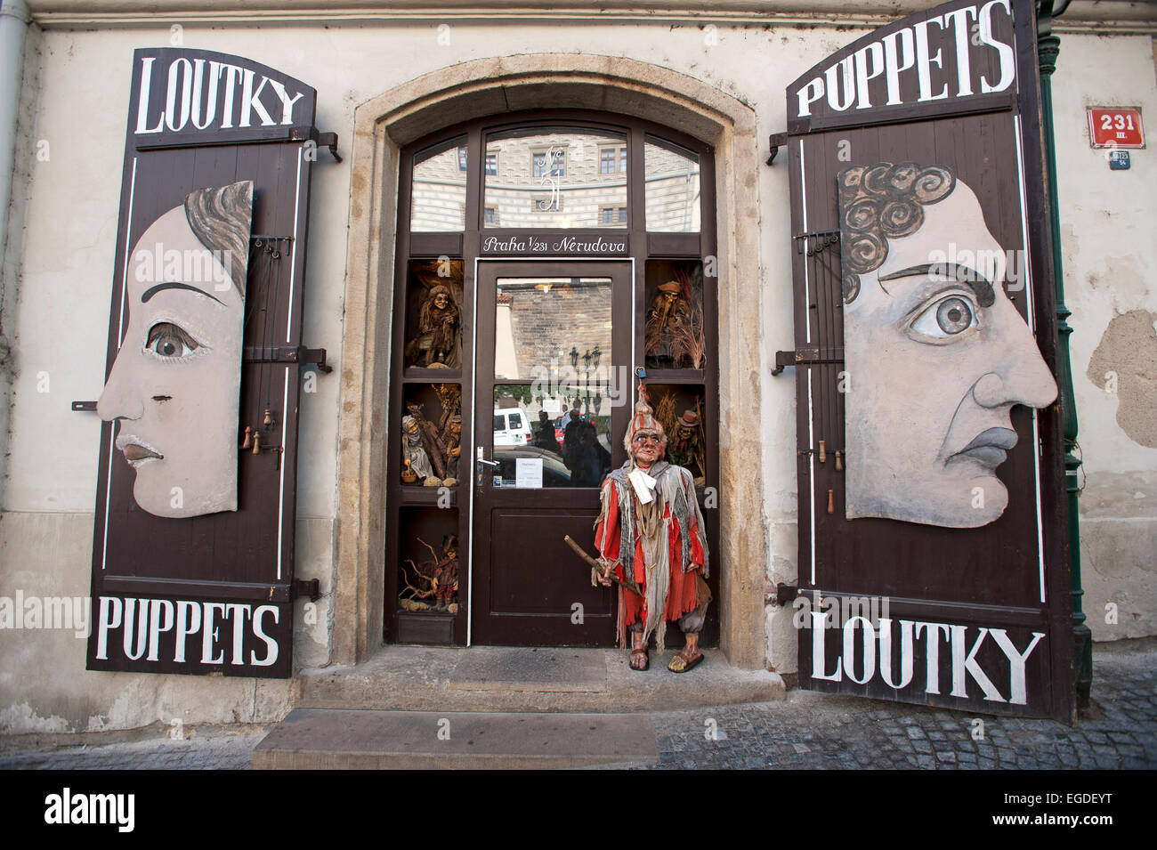 Puppet Il negozio nella città vecchia di Praga, Praga, Repubblica Ceca, Europa Foto Stock